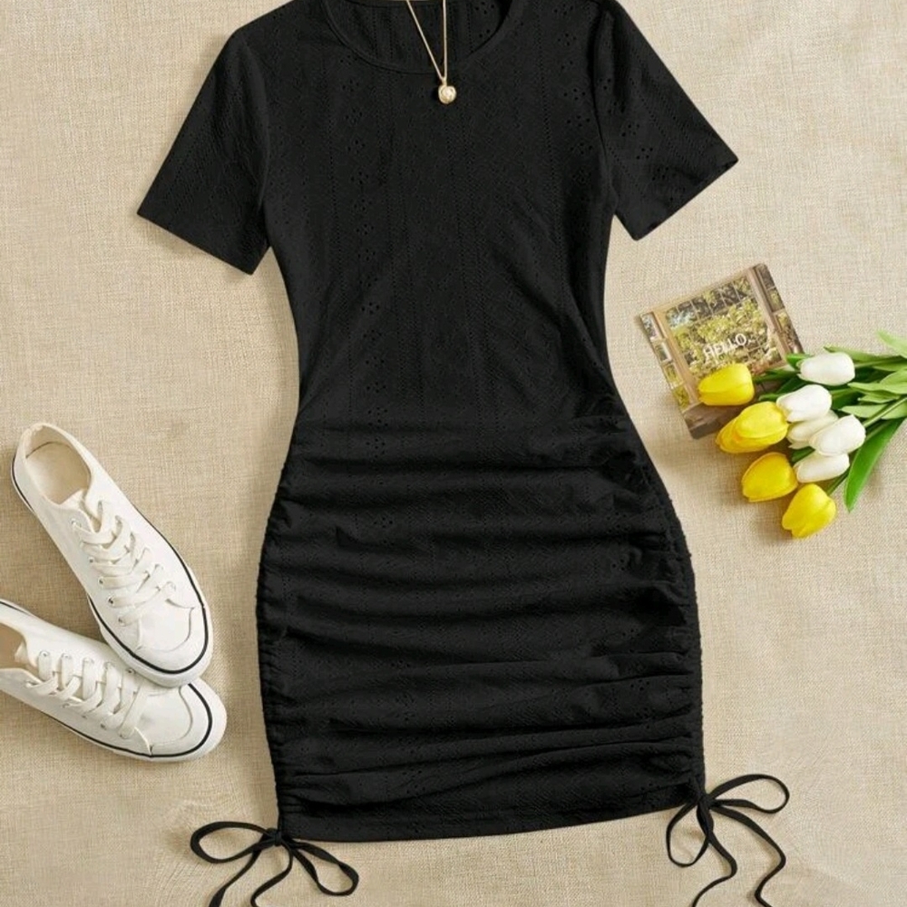 Elegant Black Ruched Dress